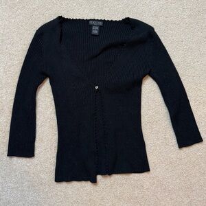 Vintage Clasp Front Black Knit Cardigan